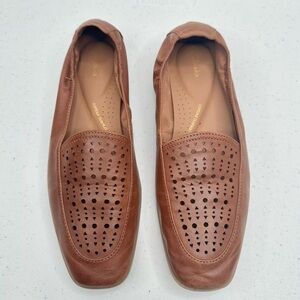 Clark’s Women’s Sarafyna Iris Praline Leather Flat Slip-on Loafers Size 8 1/2 M